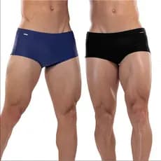 Kit Com 2 Sungas Cavada Masculinas Preta/Marinho Lisas Moda Praia Verão 2026
