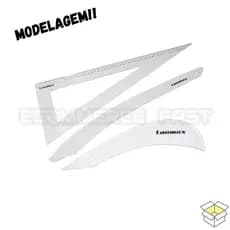 Réguas para modelagem - Trio de réguas - Esquadro e Réguas curvas