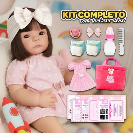 Bebe Reborn boneca Realista + Itens Bolsa Maternidade