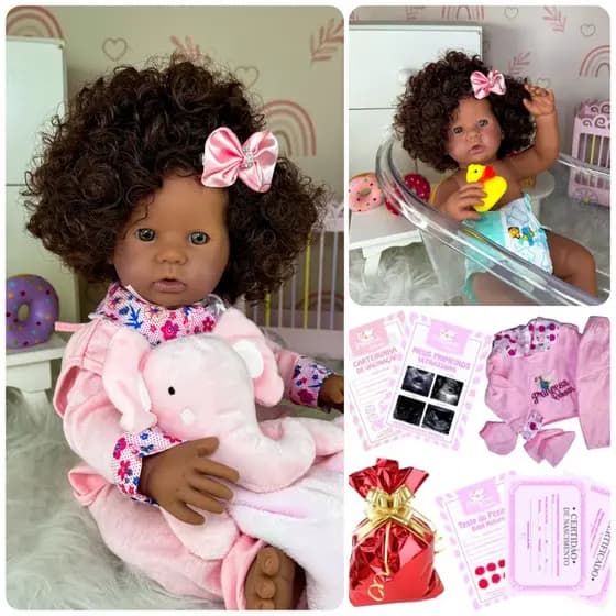 Bebê Reborn Realista Boneca Menina Negra Original Silicone