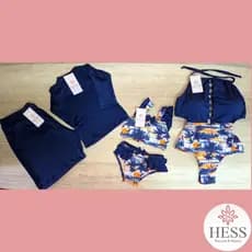 TRAJE DE BANHO FAMÍLIA/ MODA PRAIA FAMÍLIA - 1 MAIÔ ADULTO 1 BIQUÍNI INFANTIL 1 BLUSA INFANTIL 1 SHORTS MASCULINO