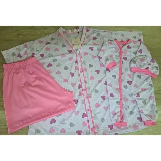 PIJAMA MAMÃE E BEBÊ / PIJAMA MATERNIDADE / PIJAMA COM BOTÃO