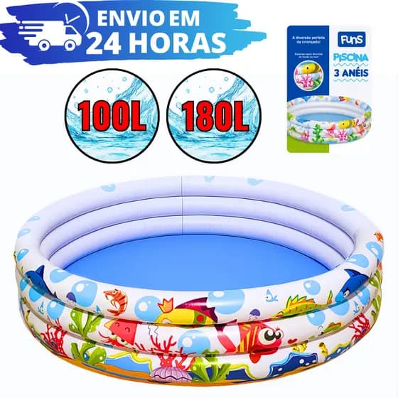Piscina Infantil 3 Anéis 100L e 180L Inflável Para Bolinhas e Água Piscina Redonda Crianças e Bebê