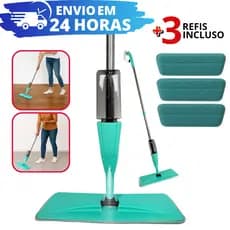 Mop Spray Mágico Esfregão C/ 3 Refis Microfibra Reservatório Limpeza