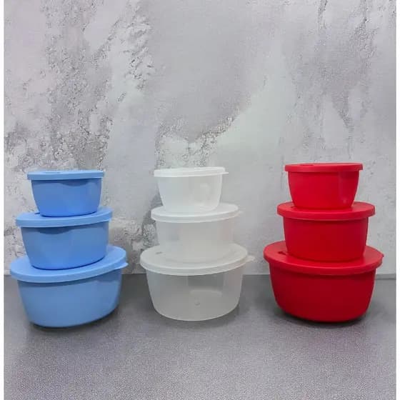 Kit 3 Potes Helsim Redondos Herméticos-Pote 350ml-Pote 650ml-Pote 1200ml