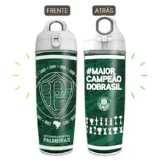 Garrafa Squeeze Térmica Palmeiras Oficial Verde – Garrafinha Verdão, Mantém Gelado, Resistente e Portátil