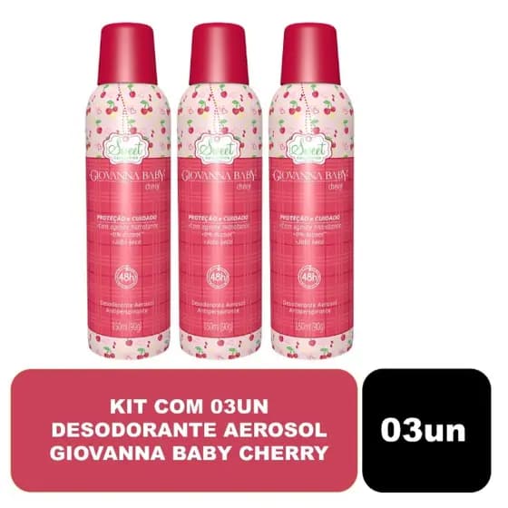 Kit Com 03un Desodorante Aerosol Giovanna Baby Cherry 150ML