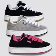Tênis Casual Unissex De Camuça Escolar (Preto, Cinza, Rosa) Menino Menina Confortável