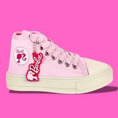 Tênis Infantil Barbie Rosa Com Chaveiro Sapatilha Escolar Menina Antiderrapante Confortável Botinha
