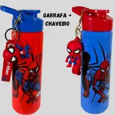 Garrafa De Água Homem Aranha Infantil Escolar Squeeze + Chaveiro Marvel Antivazamento Livre de BPA