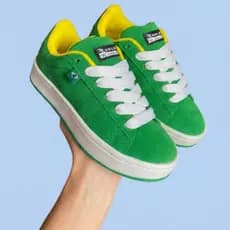 Tênis Casual Masculino e Feminino Adulto e Infantil Camurça Verde e Amarelo Brasil  Do 26 Ao 43