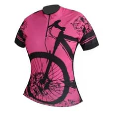 Camisa de ciclismo ciclista feminina rosa
