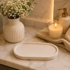 Bandeja Decorativa Oval Em Gesso Premium