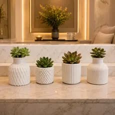 Kit 4 Vaso Decorativo em Gesso para Vaso de Plantas - Decoração