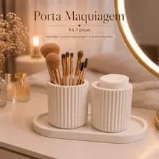 Kit Porta Pincéis Organizador de Maquiagem - Kit 3 Peças em Gesso