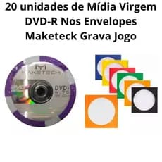 20 unidades de Mídia Virgem DVD-R Nos Envelopes Maketeck Grava Jogo