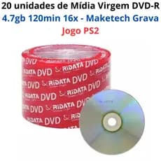 Kit 20 unidades de Mídia Virgem DVD-R 4.7gb 120min 16x - Ridata Grava Jogo PS2