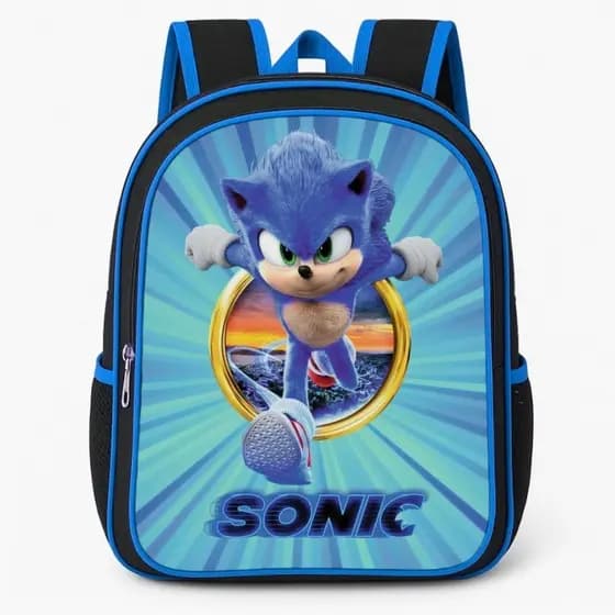 Mochila Escolar Infantil Masculina Sonic – Reforçada, Grande e Leve (4 a 8 anos) Envio Imediato