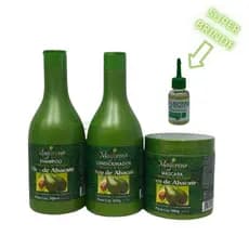 Kit Óleo de Abacate para Cabelos Cacheados e Ressecados Shampoo + Condicionador + Máscara + Reparador 30ml