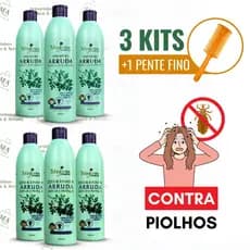 3 Kits Arruda para Piolhos Maycrene (3 Shampoos e 3 Condicionadores) 6x500ml acompanha Pente fino