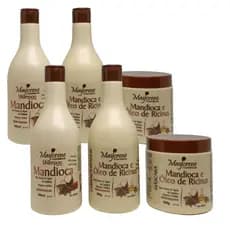2 Kits Mandioca Nutri e Fortalece Maycrene  6x500ml ( 2 Shampoo + 2 Condicionador + 2 Máscaras )