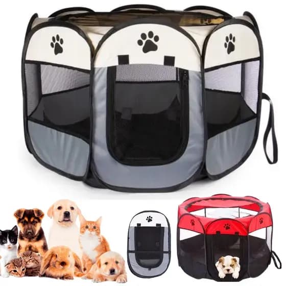 Cercado para Cachorro e Gato Cercadinho Pet Dobrável Casinha Transporte Portátil para Viagens