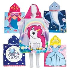 Toalha de banho infantil com Capuz Poncho Praia Piscina Toque Macio Vários modelos