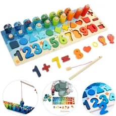 Brinquedo Educativo Ábaco madeira Pedagógico Montessori Didático números cores formas Pescaria