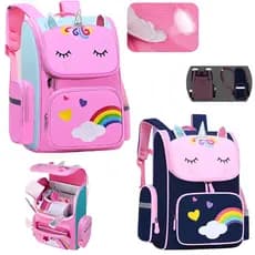 Mochila Escolar Unicórnio Menina Infantil Grande Impermeável Resistente Bolsa Costas Feminina