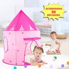 Barraca Infantil Castelo Princesa Grande Dobrável Seguro com Inmetro Acompanha 30 Bolinhas