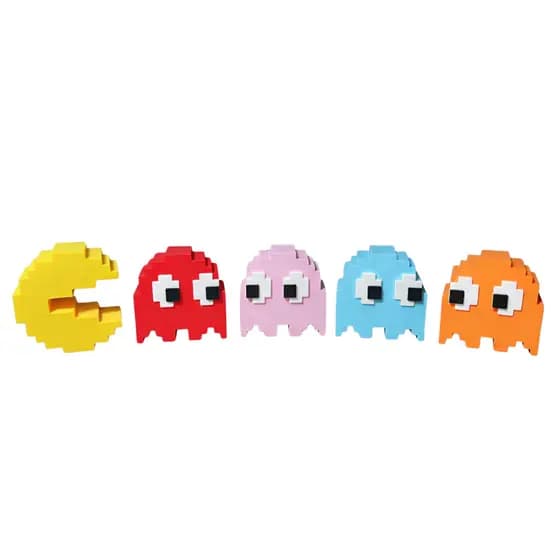 Kit Pac-Man Decorativos Geek 5 Peças Feita em 3D Presente Criativo Anos 80