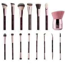 Pincel Profissional de Maquiagem Una Natura: Esfumador, Delineador, Pó Compacto, Base Cremosa, Iluminador, Corretivo e +