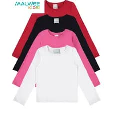 Camiseta Malwee Kids Menina Manga Longa Cores Variadas