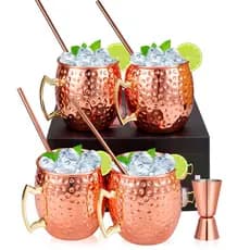 Kit 4 Canecas Moscow Mule Em Cobre Martelada 530ml