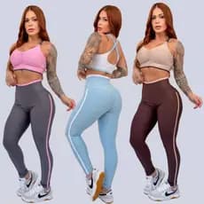 Conjunto Fitness Roupa de Academia Feminina Top e Calça Zero Transparência