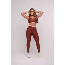 Conjunto Fitness Feminino Bicolor Com Bolso – Top + Calça Legging Cós Alto