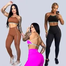 CONJUNTO VIES COLORIDO FITNESS COLOR ALÇAS REGULAVEIS EM POLIAMIDA MAXX PARA ACADEMIA COS ALTO