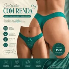 Kit 03 Calcinha Feminina Fio Dental com detalhes em Renda –Confortável com Forro de Algodão Antialérgico