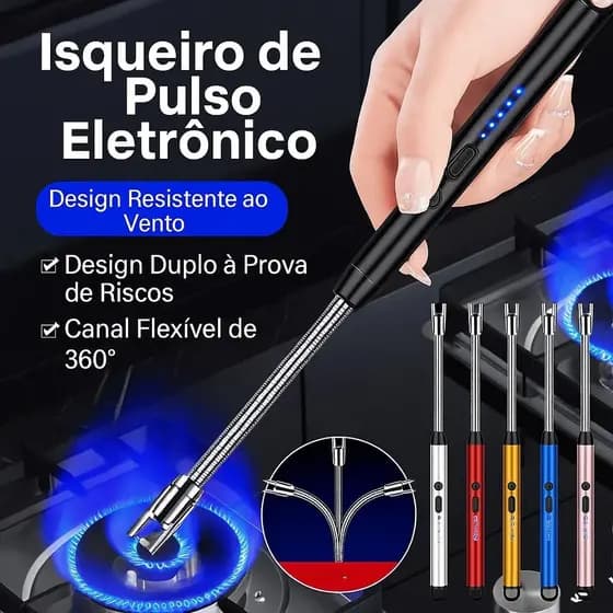 Acendedor Elétrico Recarregável USB para Fogão e Churrasqueira – Design Seguro e Prático
