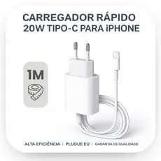 Carregador iPhone  20W Turbo Pro Xr Xs Usb C Lacrado iPhone 11 12 13 14  Leve Turbo