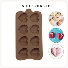 Molde de Silicone 3D Love Coração Diamante 6 Cavidades Resina Sabonete biscuit Mousse Bolo Chocolate Confeitaria