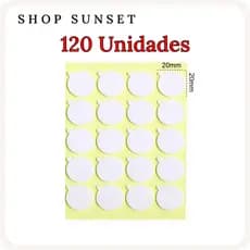 120un Adesivos Dupla Face 20x20mm c/ Orelha p Fixar Ilhós/Pavio Velas