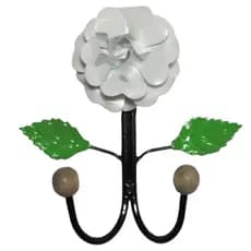 Cabide De Ferro Porta Toalha Ferro 2 Ganchos Com Flor
