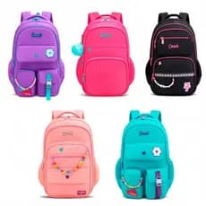 Mochila Feminina Juvenil Escolar Grande Resistente com Acessórios