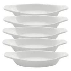 Kit 5 Travessinha Lasanha Alta Porcelana Refratário  BrancoKit 5 Travessinha Lasanha Alta Porcelana Refratário  Branco