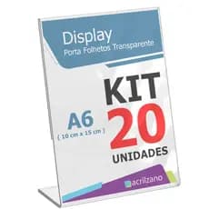 Display Acrilico Porta Retrato L A6 10x15 Kit/20 Transparente clip-icon Display Acrilico Porta Retrato L A6 10x15 Kit/20