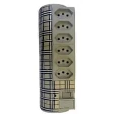 Filtro De Linha 6 Tomadas Com Proteção Bege Estilos Xadrez Bivolt Pw