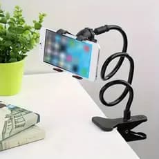 Suporte de Mesa Preguiçoso Garra Presilha para Celular Universal Giratório Ajustável Articulado Azul