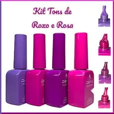 Kit Tons de Roxo e Rosa com 4 Esmalte em Gel - Dafu - Perfeita Cobertura - 10 ml - Secagem UV
