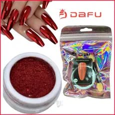 Pó Unhas Cromado Metalizado Vermelho Dafu Efeito Espelho Nail Art